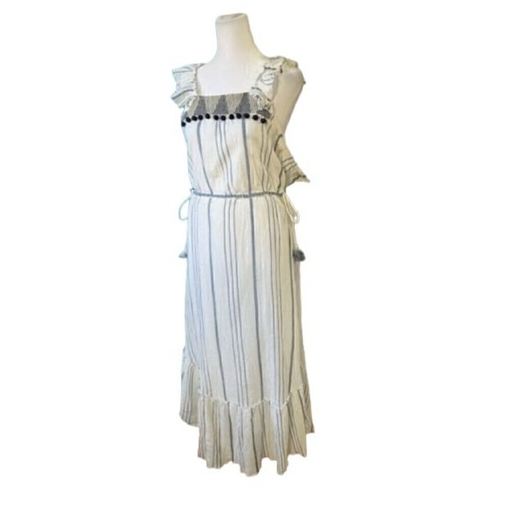 Saylor Striped Pom Pom Gretchen Midi Dress Size Small - Picture 3 of 14